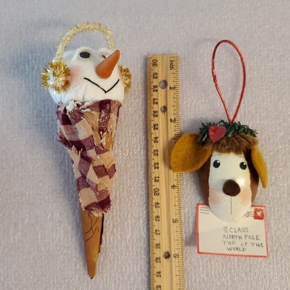 •Lot of 10 handcrafted Christmas Holiday ornaments•Snowman•Victorian•Santa• - Picture 4 of 16